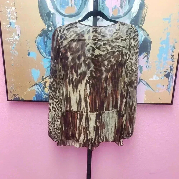 CAbi Sheer Animal Print Long Sleeve Blouse - Picture 3 of 3